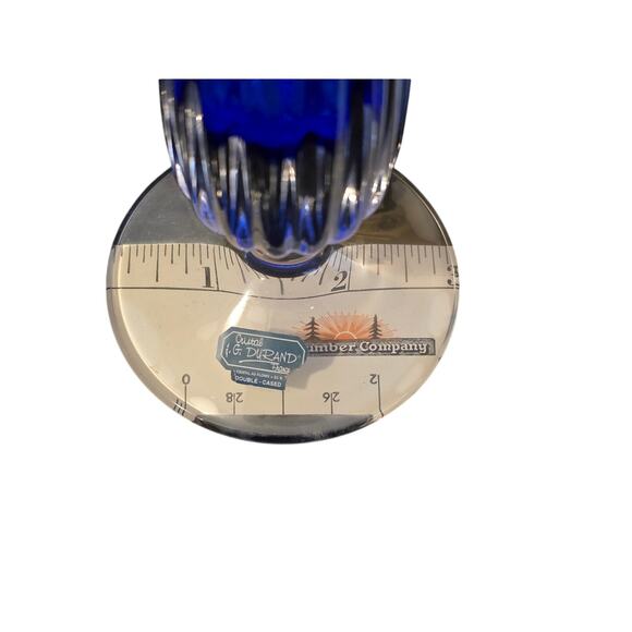 J.G. Durand Set of‎ 2 Leaded Crystal Double Cased Vases 12"/10" Cobalt Blue - Picture 5 of 9